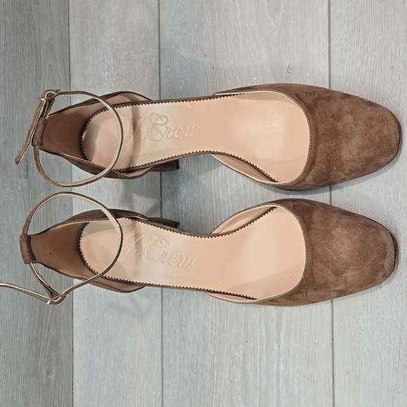 J.Crew Women Maise Brown Suede Ankle Block Heel Shoes Sandals Sz 10 - Picture 3 of 10